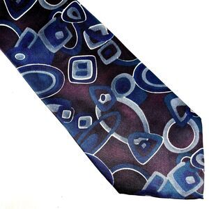 Don Loper Necktie Mens OS Blue Geometric Abstract Retro Mid Century Modern Silk